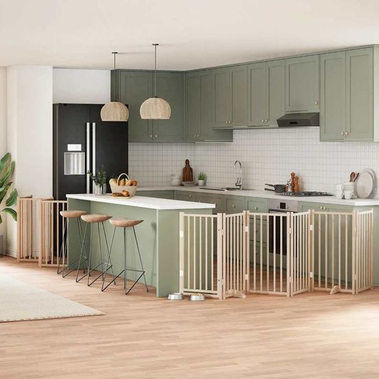 Très grand parc haut chien bois pliable intérieur brun 15 panneaux