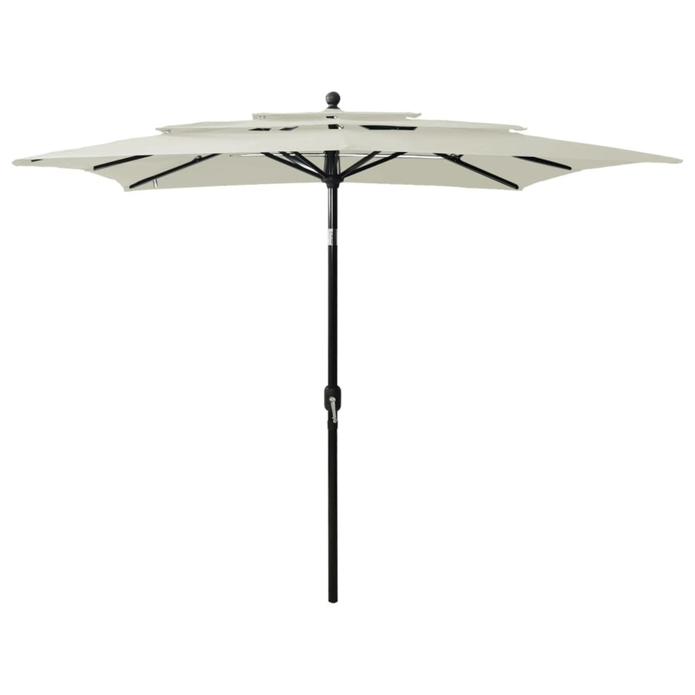 Parasol de jardin à 3 niveaux avec mât en aluminium sable