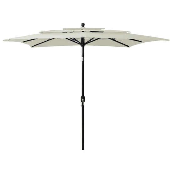 Parasol de jardin à 3 niveaux avec mât en aluminium sable