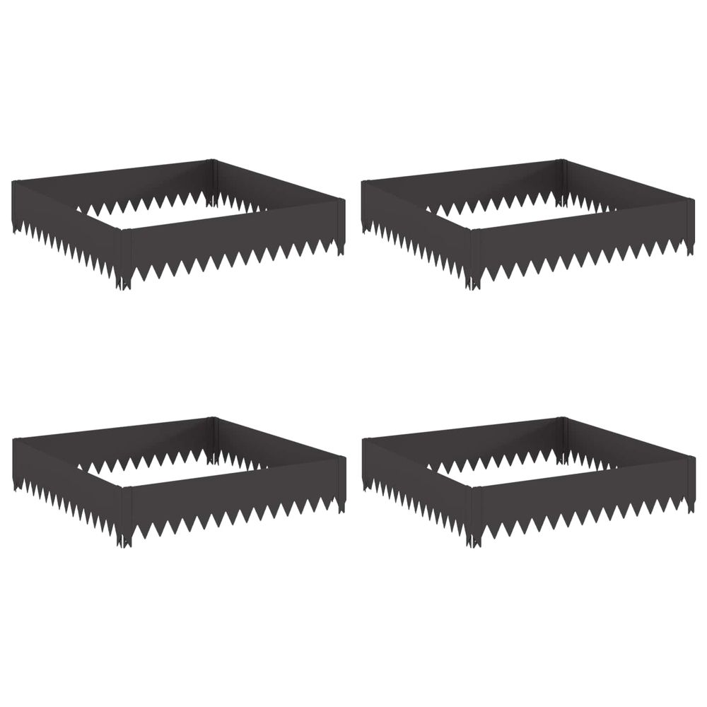 Bordure de pelouse 4 pc 100 x 100 x 20 cm acier noir