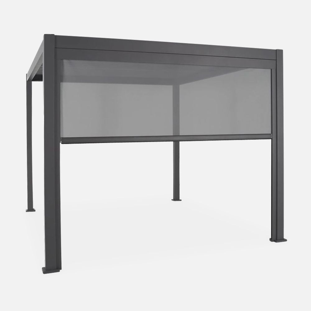 Pergola bioclimatique – triomphe – 4x3m, aluminium, à lames orientables + store 3m