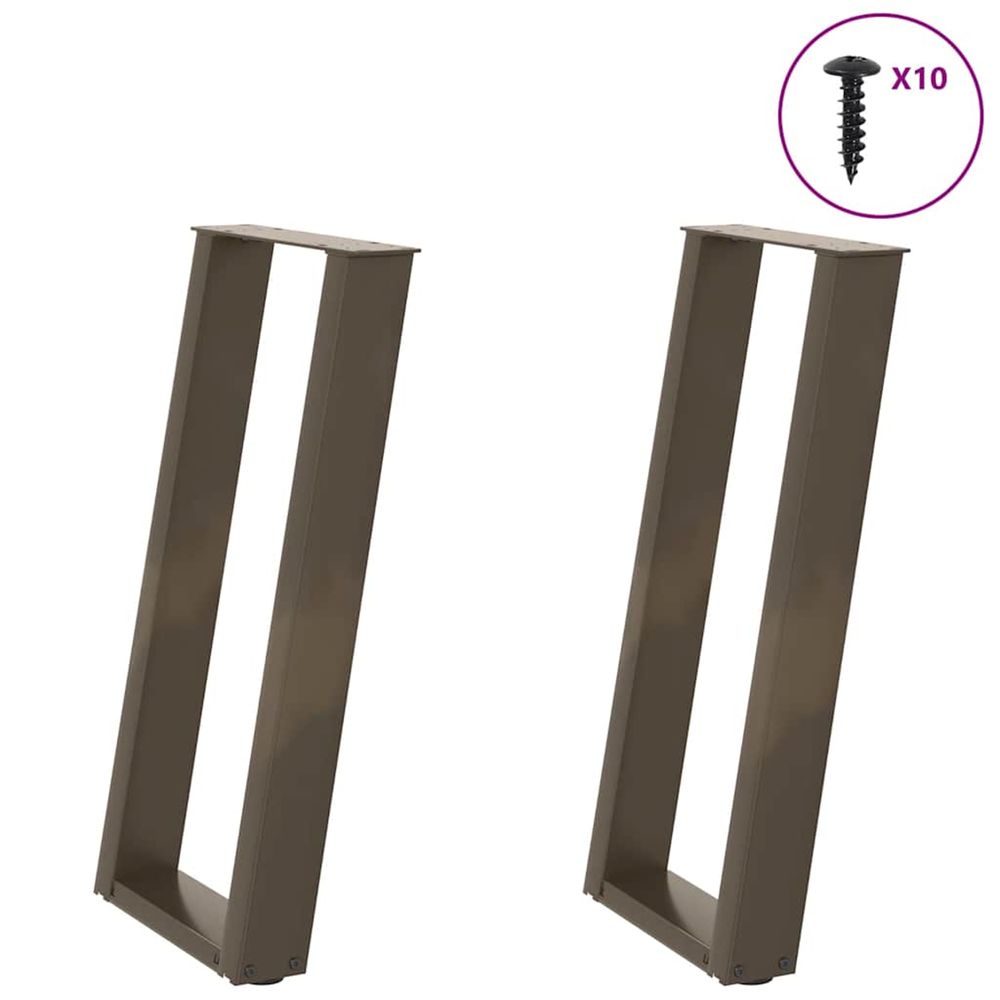 Pieds de table console en u, 2 pièces, acier naturel, 28 x (72-73) cm