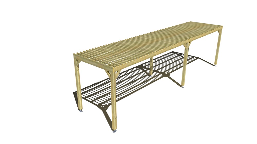 Pergola bois • 9m x 2m • indépendante • sens largeur • lattage bois • livraison comprise