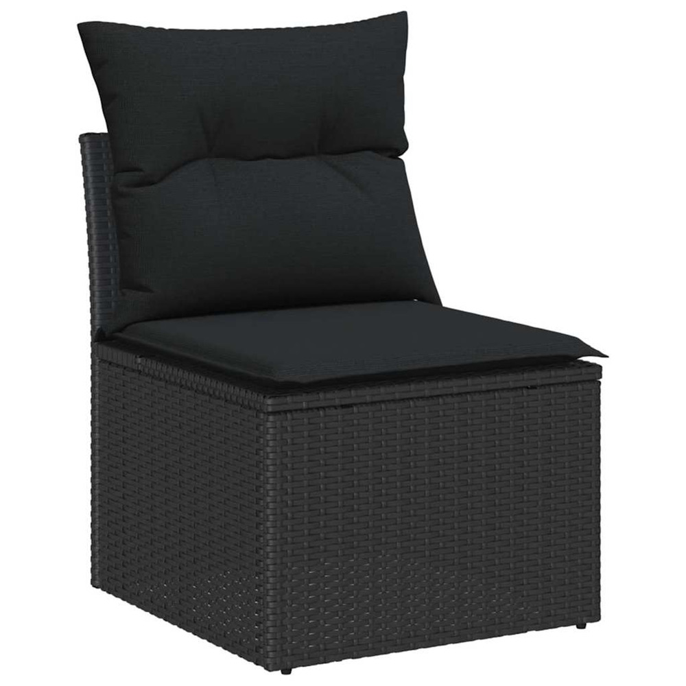Ensemble de canapé de jardin avec coussin 9 pcs noir poly rotin
