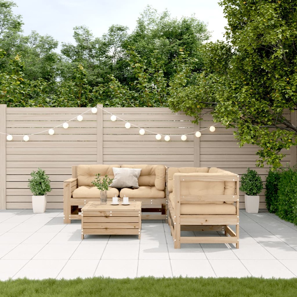 Salon de jardin 5 pcs avec coussins bois de pin massif