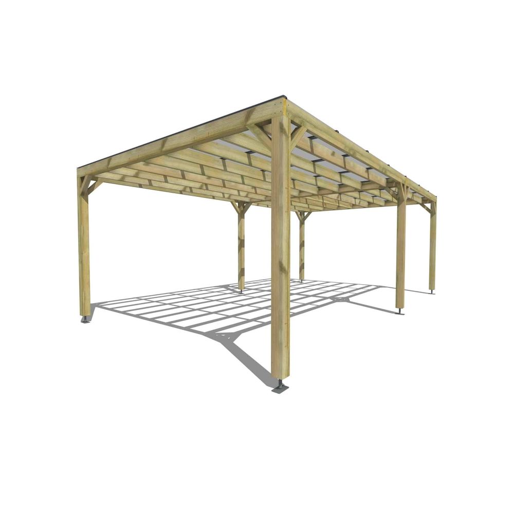 Pergola bois • 7m x 4m • indépendante • sens largeur • couverture étanche transparente incluse • livraison comprise