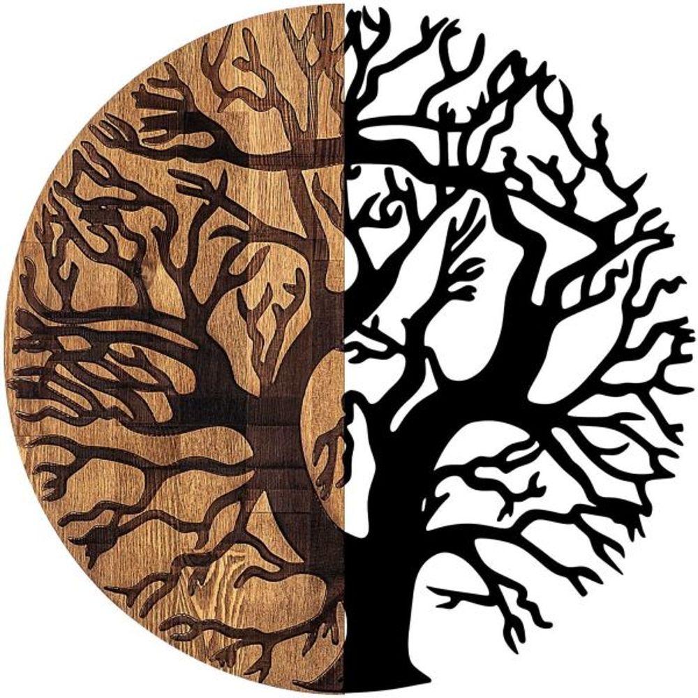 Décoration murale en métal et bois arbre modèle 8