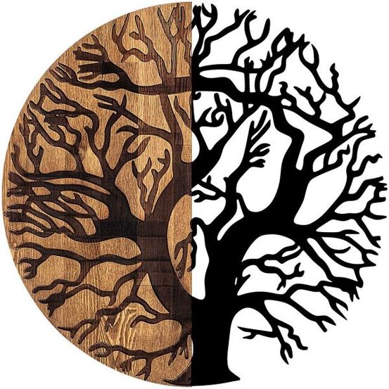 Décoration murale en métal et bois arbre modèle 8