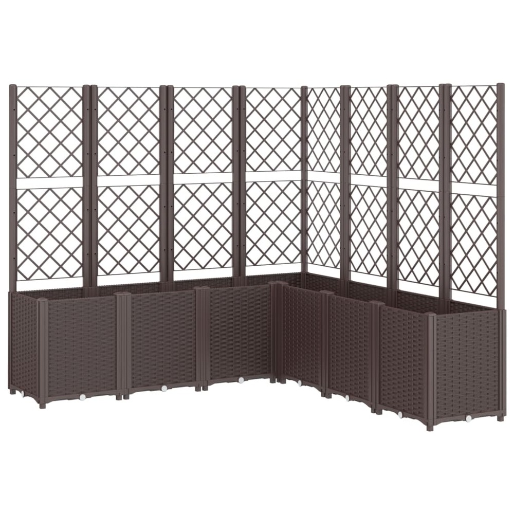 Jardinière bac lit surélevé plantes fleurs terrasse jardin avec treillis 160 x 160 x 140 cm pp marron