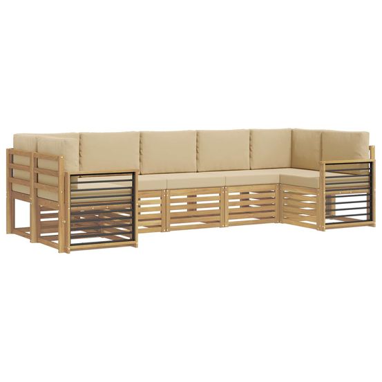 Ensemble de canapés d'extérieur 7 pc blanc et beige polyester