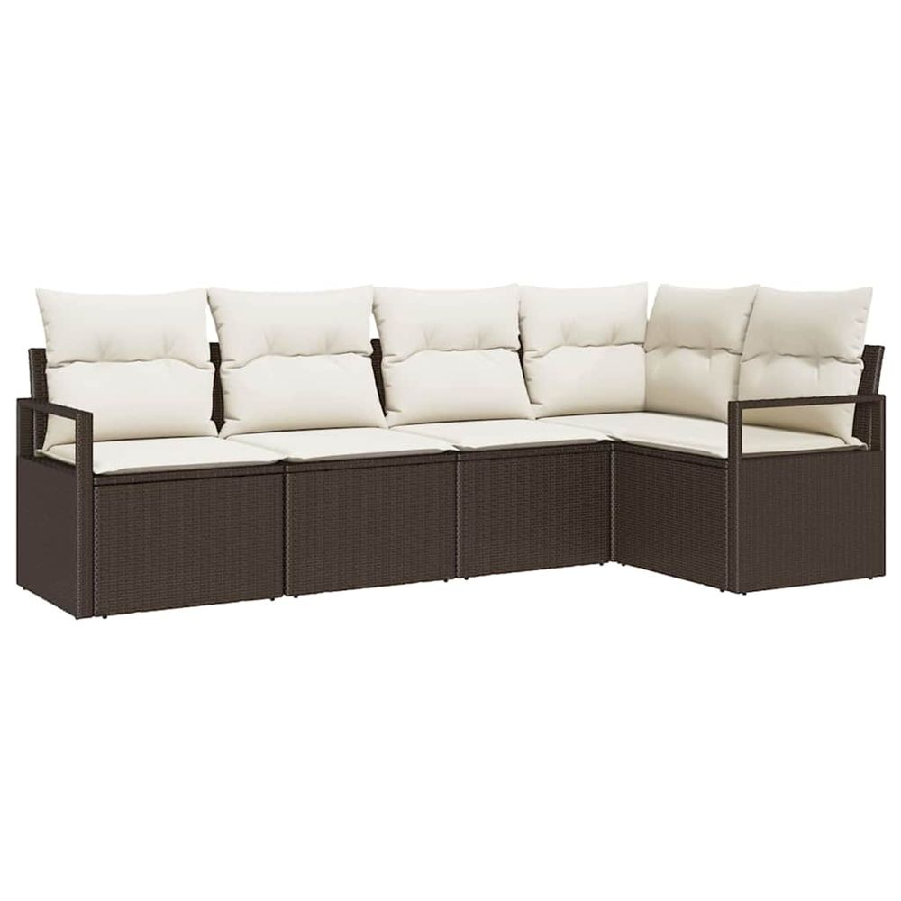 Ensemble de canapé de jardin 5 pc marron et blanc polyrotin