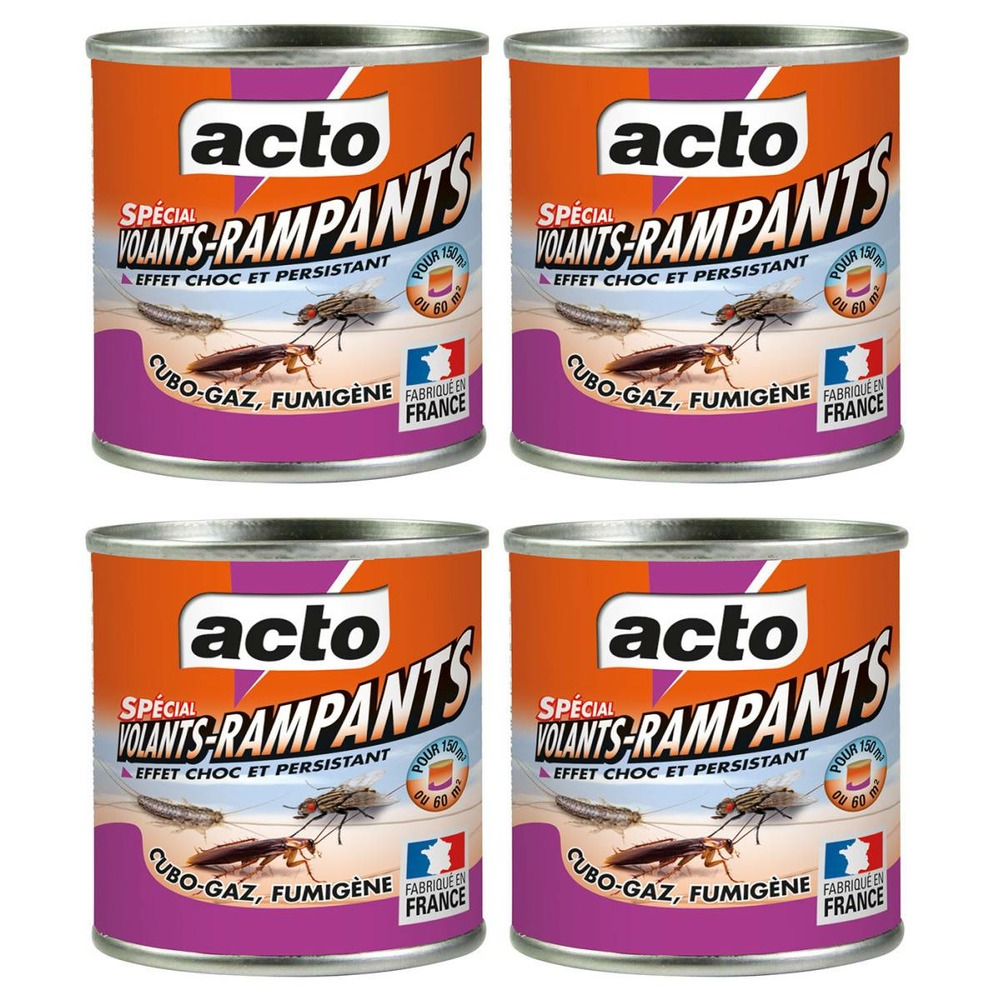 Lot de 4 boîtes acto cubo gaz - fumigène insecticide polyvalent