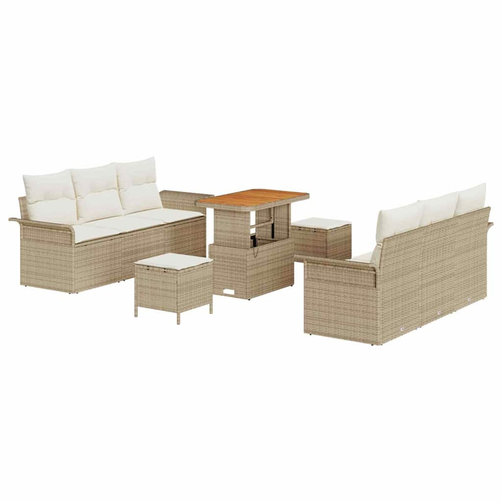 Ensemble de canapé de jardin avec coussin 9 pcs beige et crème