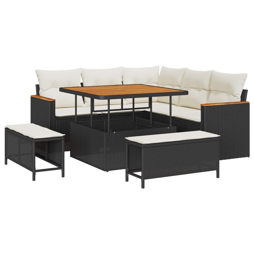 Ensemble de canapé de jardin 8 pc noir polyrotin