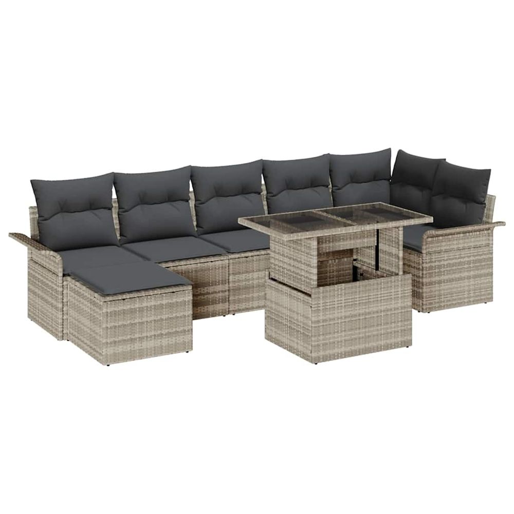 Ensemble de canapé de jardin 8 pc gris clair