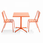 Ensemble table inclinable de jardin et 2 chaises orange