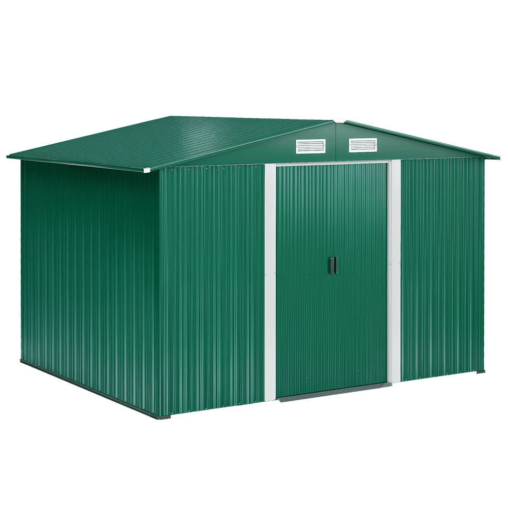 Abri de jardin métal extérieur pour rangement outils 258x206x178cm vert - comfortxl outdoor living