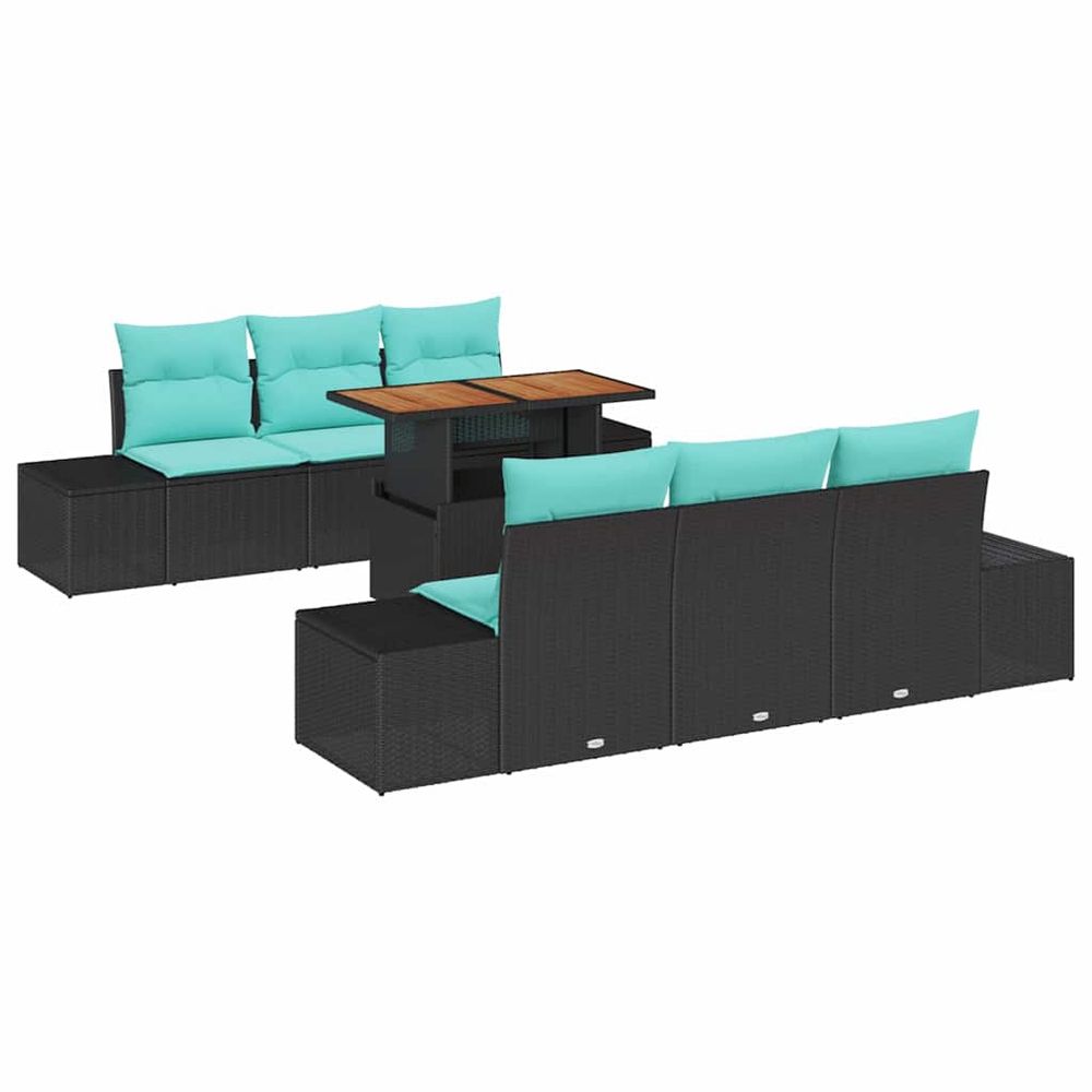 Ensemble de canapé de jardin 7 pc noir poly rotin