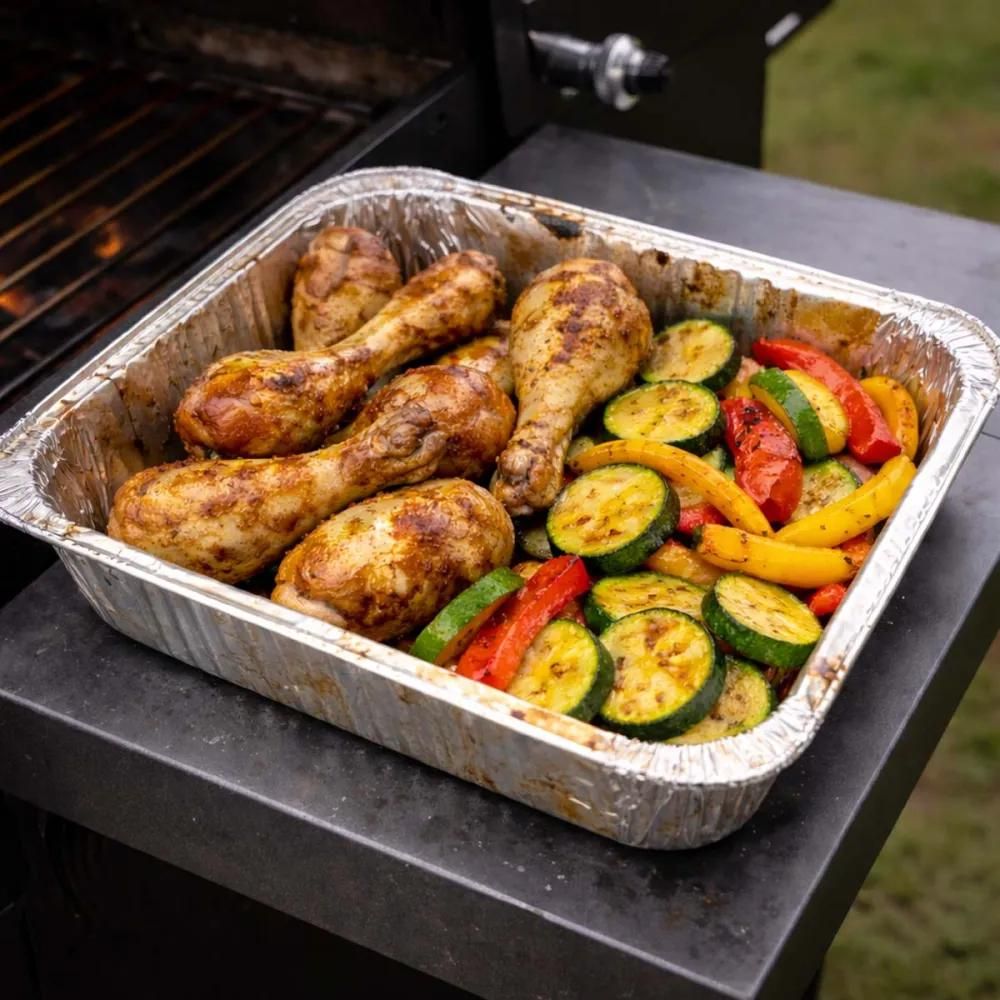 Barquette aluminium pour barbecue - 36x29x7,5cm