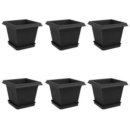 Pots de plantes 6 pcs noir 20 x 20 x 16 cm plastique