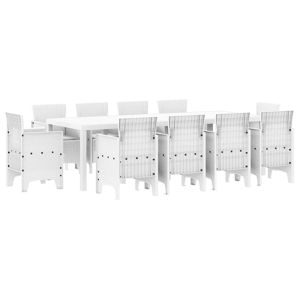 Ensemble de salle à manger pour jardin 11 pc blanc