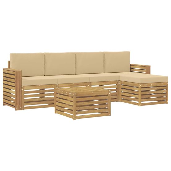 Ensemble de canapés d'extérieur 6 pc blanc et beige polyester
