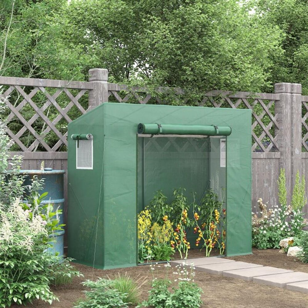 Serre de jardin pe acier 200 x 77 x 169 cm verte pour potager 2 fenêtres moustiquaires - comfortxl outdoor living