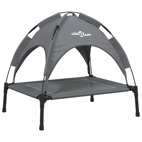 Lit pour chien avec auvent anthracite tissu oxford et acier