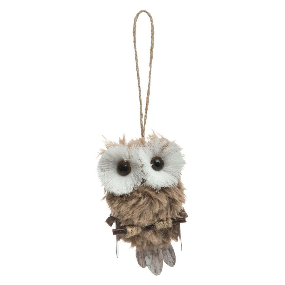 Sujet de noël hibou fourrure h10