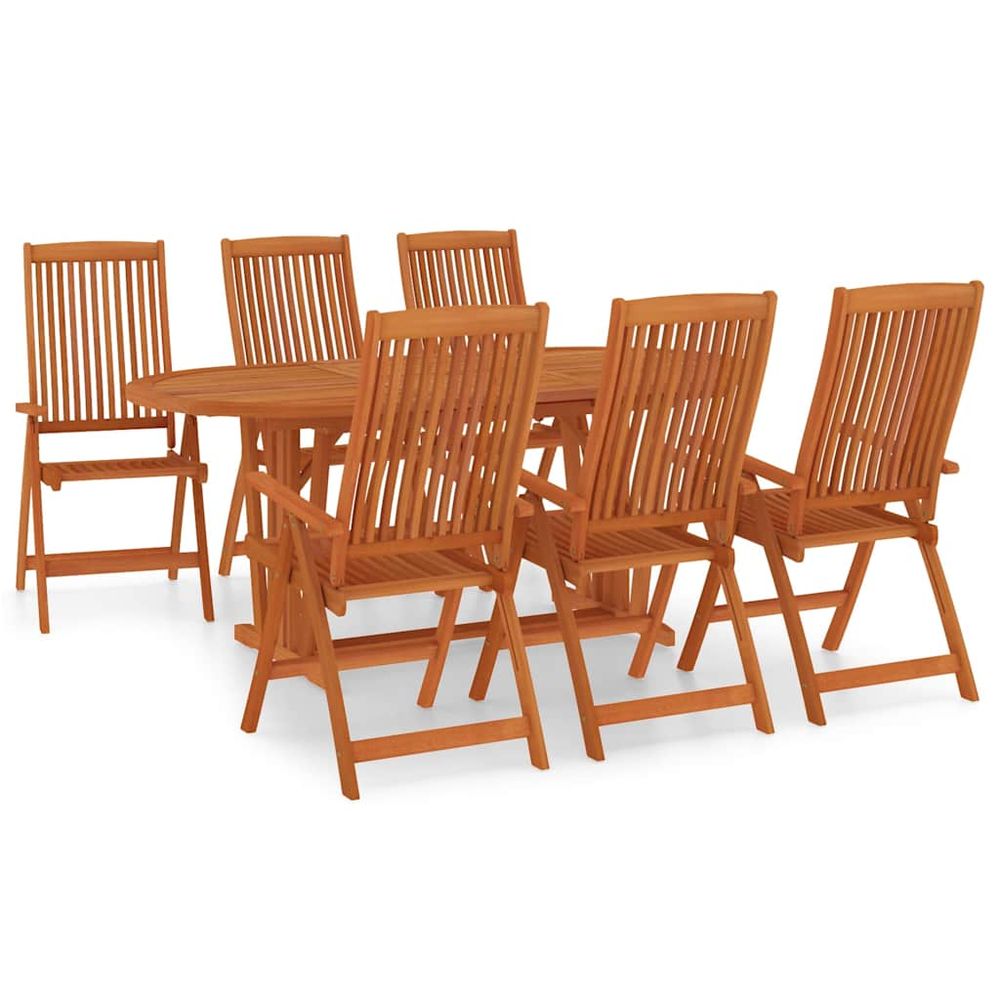Ensemble à manger de jardin 7 pcs bois d'eucalyptus massif