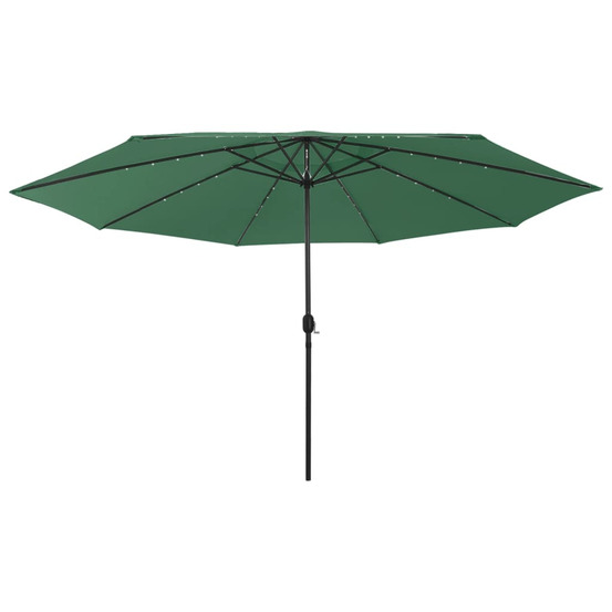 Parasol de jardin avec lumières led et mât en métal 400 cm vert
