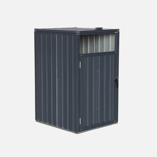 Cache poubelle gris en acier galvanisé - déclinaison en 3 dimensions