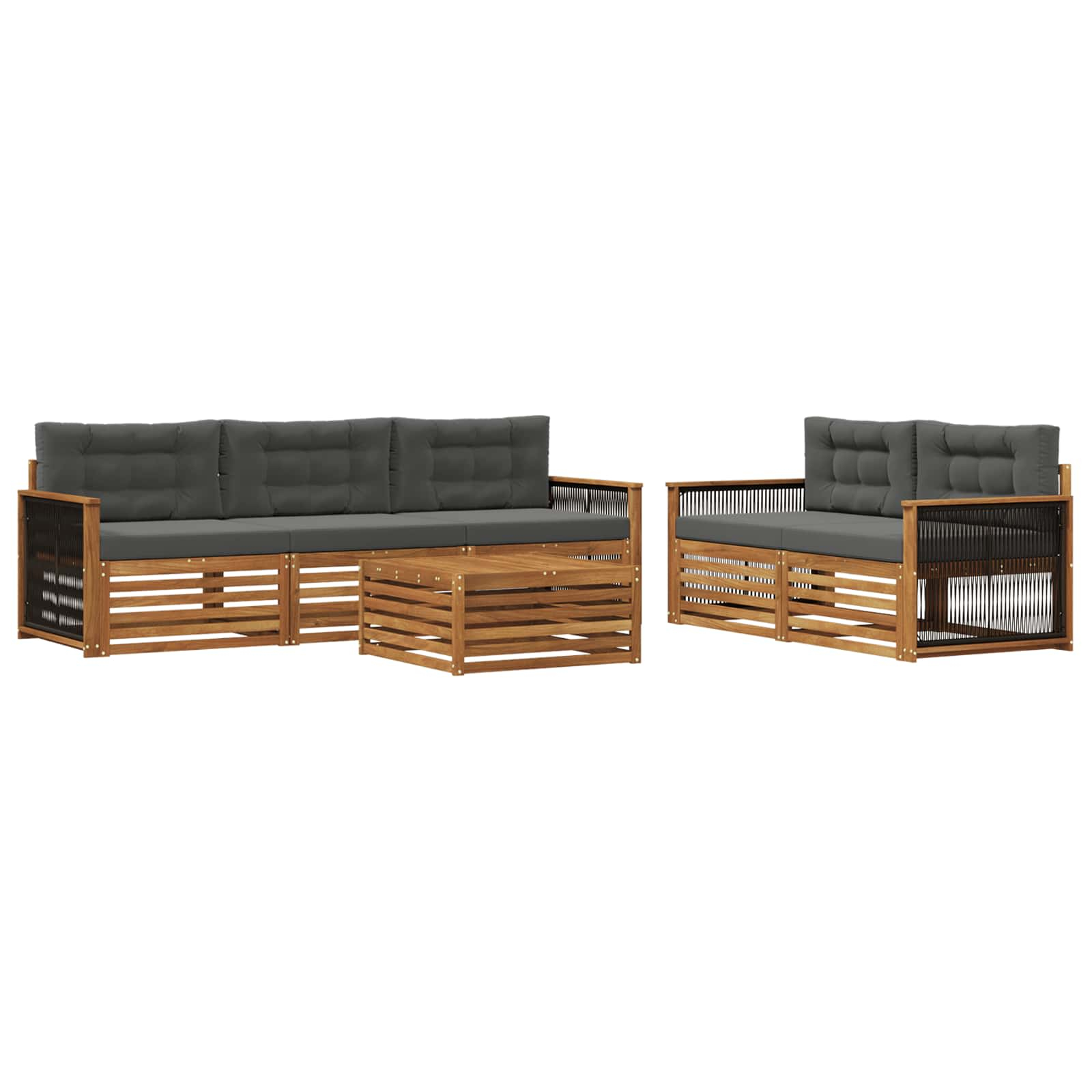 Ensemble de canapés d'extérieur 6 pcs naturel et anthracite