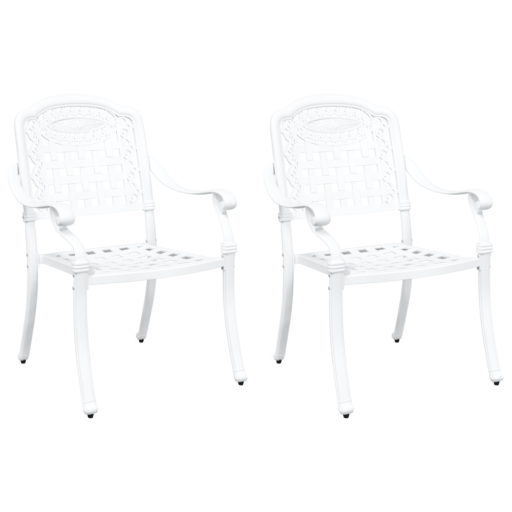 Chaises de jardin 2 pcs en aluminium blanc moulé