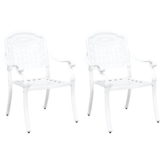 Chaises de jardin 2 pcs en aluminium blanc moulé