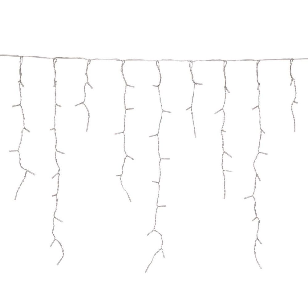 Rideau lumineux stalactite d'extérieur l. 500 cm 300 led blanc froid 13 fonctions sur secteur