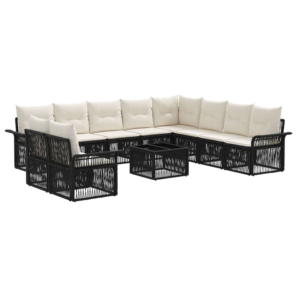 Ensemble de canapé de jardin 11 pc noir polyrotin