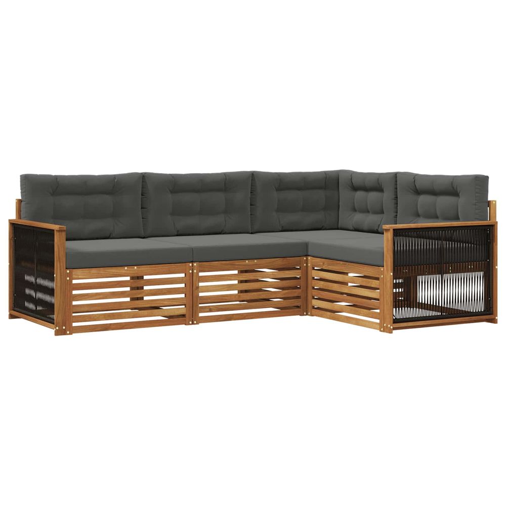 Ensemble de canapés d'extérieur 4 pc naturel et anthracite