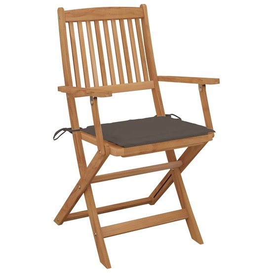 Chaises pliables de jardin lot de 4 avec coussins bois d'acacia