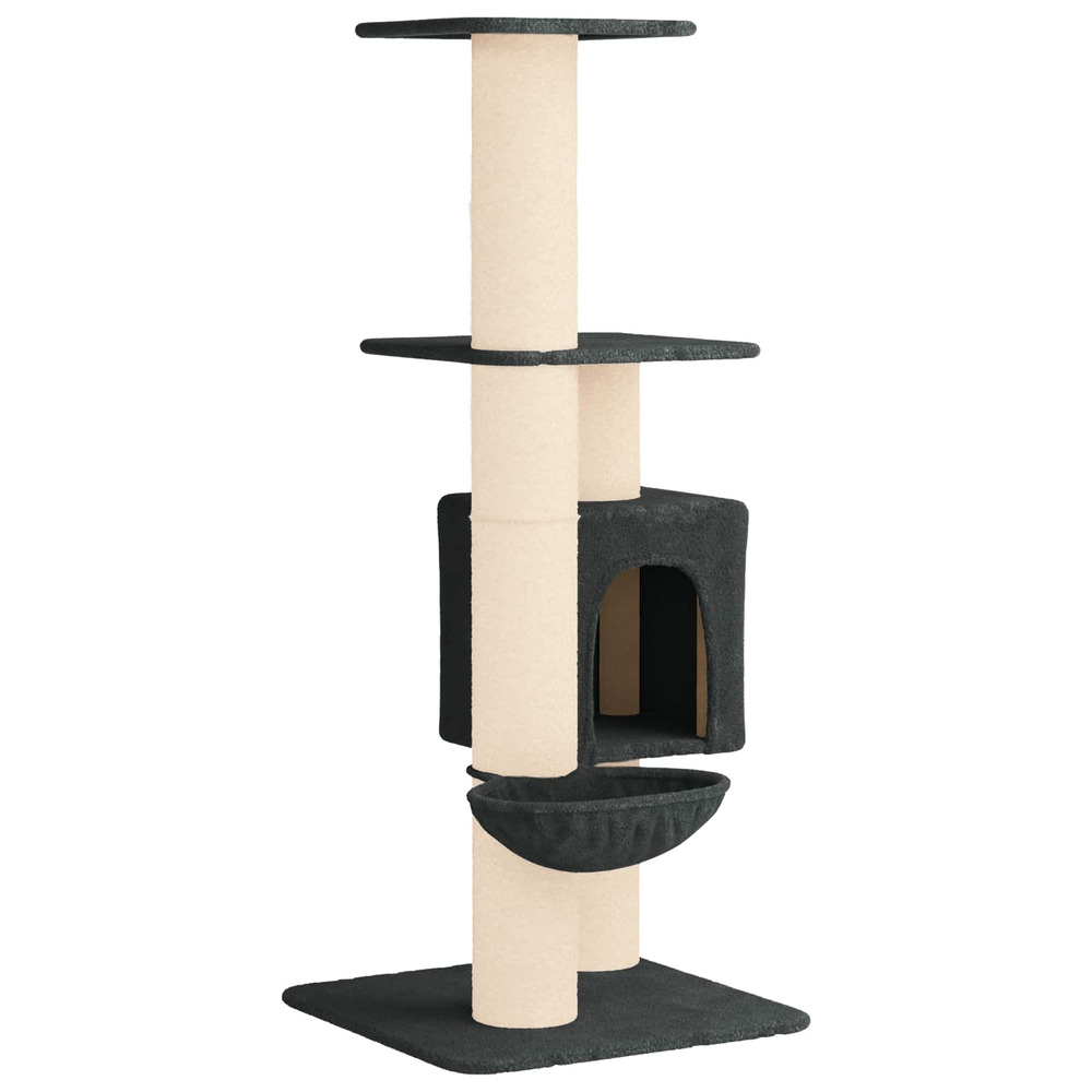 Arbre à chat avec poteaux à griffer en sisal gris foncé 137 cm