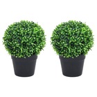 Plantes de buis artificiel 2 pcs avec pots boule vert 32 cm