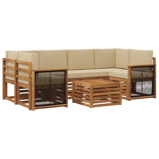 Ensemble de canapés d'extérieur 7 pcs naturel et beige