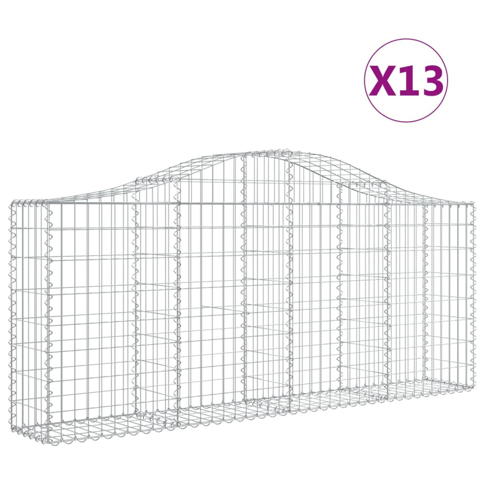 Paniers à gabions arqués 13 pcs 200x30x80/100 cm fer galvanisé