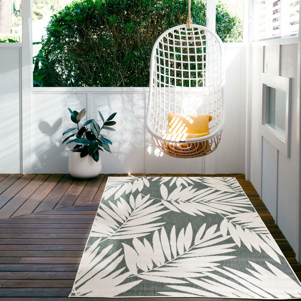 Tapis extérieur, kilim reversible 120x170 lyn2 p reversible vert et beige