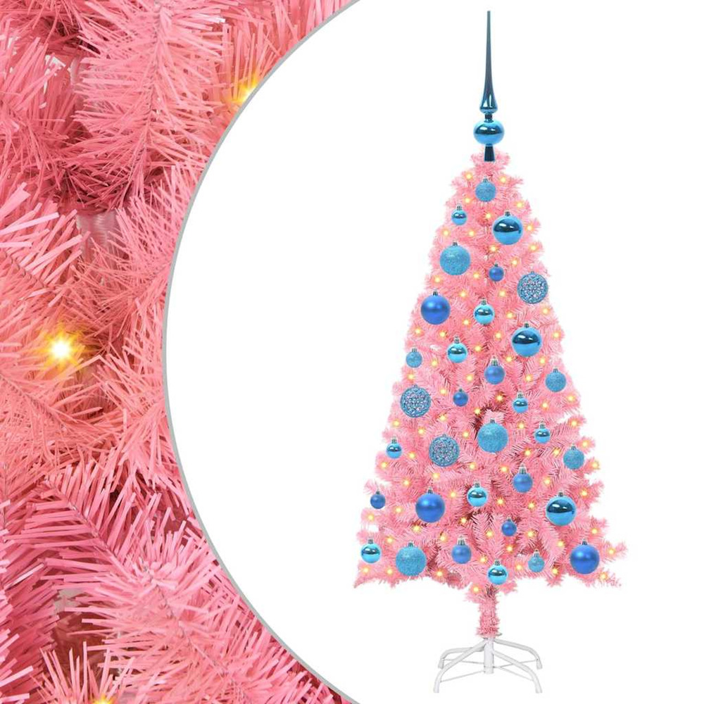 Sapin de noël avec 150 led avec support rose 120 cm pvc