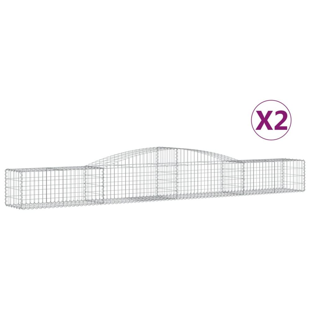 Paniers à gabions arqués 2 pcs 400x50x40/60 cm fer galvanisé