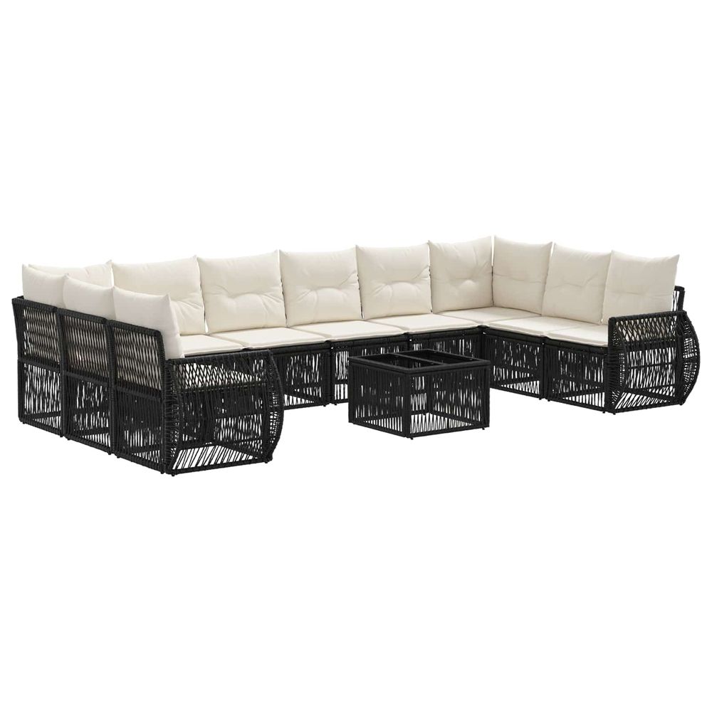 Ensemble de canapé de jardin 11 pc noir et blanc crème