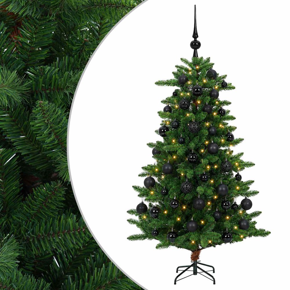 Arbre de noël artificiel avec boule 150 cm 150 led blanc chaud