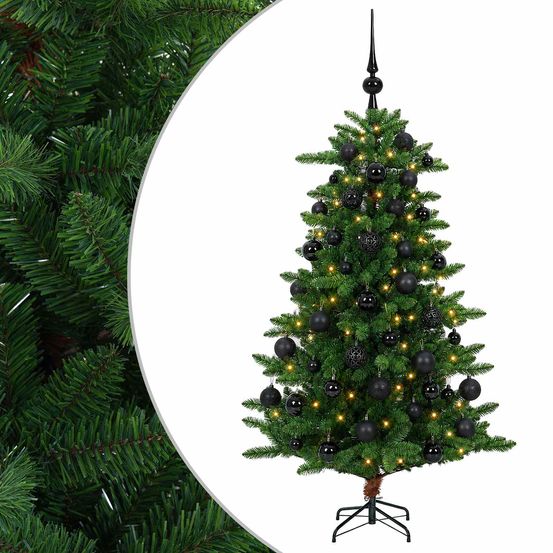 Arbre de noël artificiel avec boule 150 cm 150 led blanc chaud