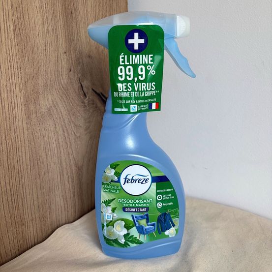 Febreze désodorisant désinfectant textile maison << fraîcheur matinale >> – spray 500 ml